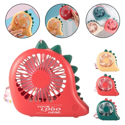 Rechargeable Dinosaur Fan with LED and Lanyard