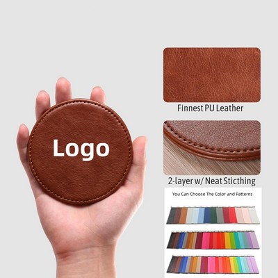 Round PU Leather Coaster