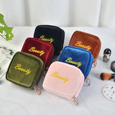 Chic Velvet Mini Cosmetic Pouch with Zipper