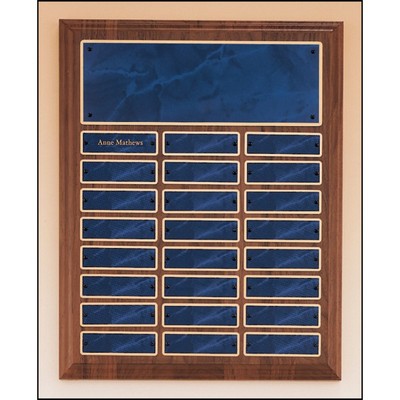 Walnut Perpetual Plaque, 12 x 15", 24 Sapphire Marble Plates