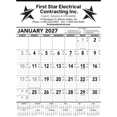 Commercial Contractor Calendar: Black & White 2027