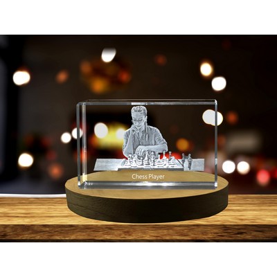 Chess Player 3D Engraved Crystal Trophy Award - Gift for Chess Enthusiasts