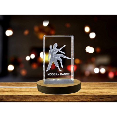 Modern Dancers 3D Engraved Crystal Sculpture w/LED Base Light