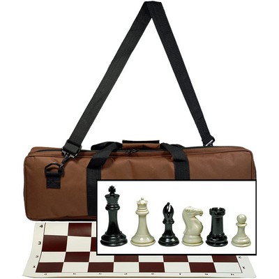 Triple Weighted Tournament Chess Set with Travel Bag - 4" King
