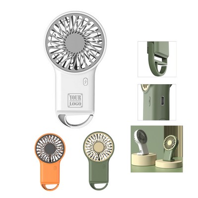 Rechargeable Handheld Fan With Carabiner Hook