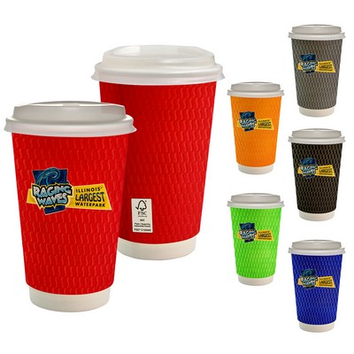16 oz. Full Color Wave Paper Cup With Lid