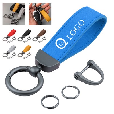 Leather Keychain w/ D-Ring and Split Rings