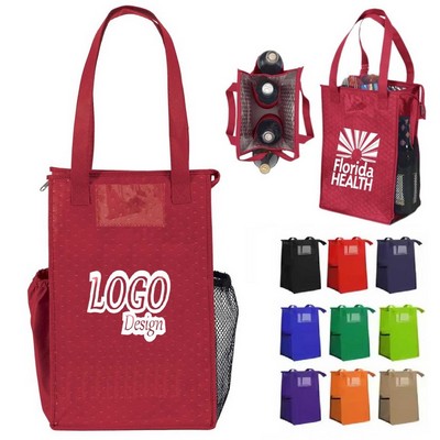 Non-Woven Thermal Insulation Wine Cooler Bag With Zipper Closure and Card holder