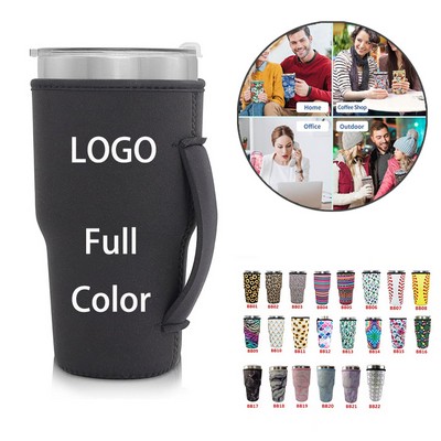 30oz Custom Reusable Neoprene Insulated Sleeve Cup Holder w/Handle