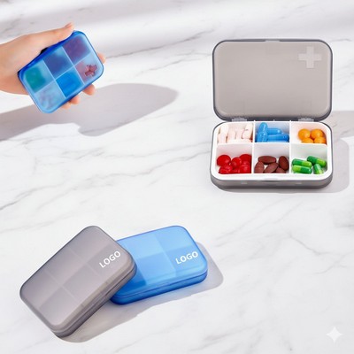6 Compartments Cross Plastic Pill Case Tablet Box