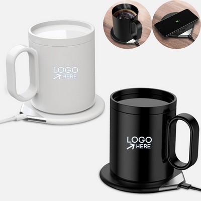 2-In-1 Heated Mug With Lid And Wireless Charging Pad