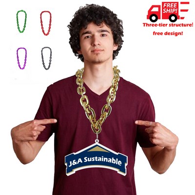 Oversized Superfan Chain Necklace with Custom EVA Foam Tag