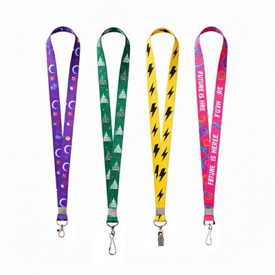3/4? Full Color Dye-Sublimated Lanyard W/ Metal Crimp & Optional Clamp