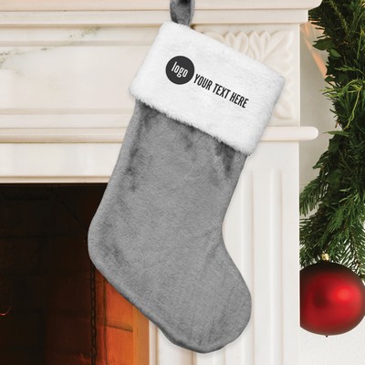 Embroidered Corporate Gray Plush Stocking