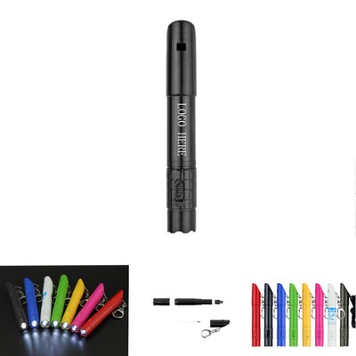 3" 1 Mini Flashlight w/ Whistle & Ballpoint Pen