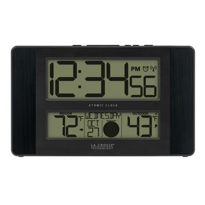 La Crosse® Atomic Digital Wall Clock w/Moon Phases (Black)