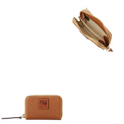 Dooney & Bourke Pebble Grain Zip Around Credit Card Case - Caramel Brown