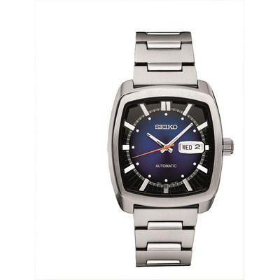 Seiko Watch Mens Automatic Silver Case Blue-Black Gradation Dial