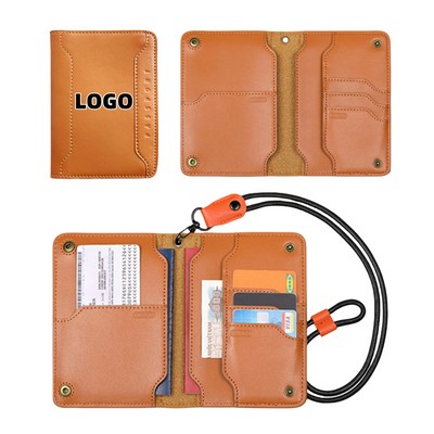 Cowhide Passport Holder with Lanyard