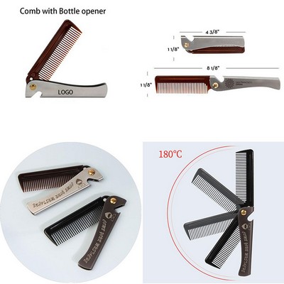 6" Men's Folding Stainless Steel Handle Plastic Dense Teeth Hairdressing Vintage Oil Hair Beard Comb