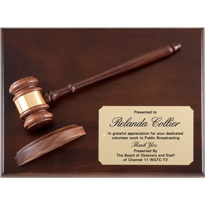 Walnut Gavel Plaque 9 x 12"