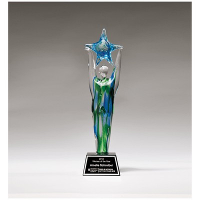 Star Achiever on Glass Base Art Glass