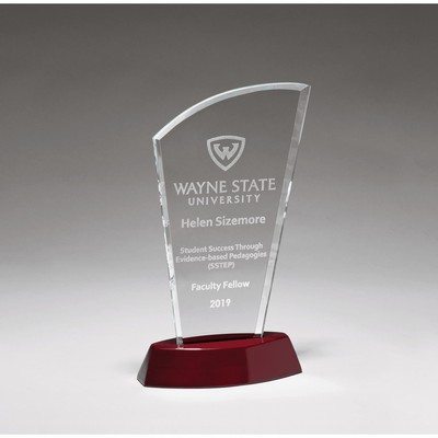 Sail Glass Award w/High Gloss Rosewood Finish Base