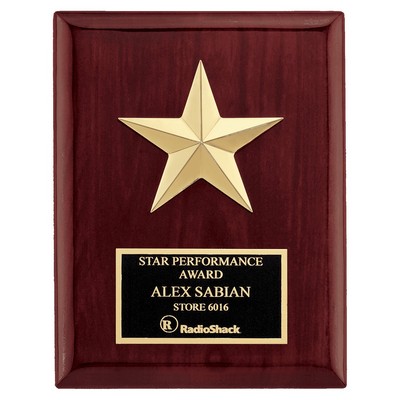 Rosewood Piano Finish Plaque with Cast Star