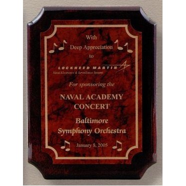 Clipped Corners Piano Finish High Gloss Rosewood Plaque (7"x9")