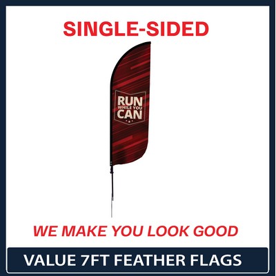 Value 7' Feather Flag - Single Sided w/Spike Base and Carry Bag