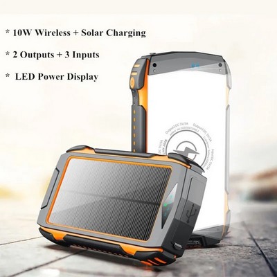 Portable Solar Power Banks With Wireless Charger 20000mah