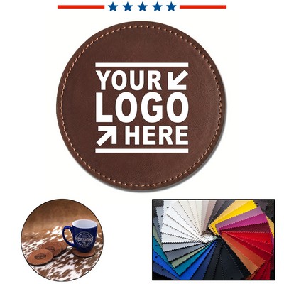 3 7/8" Leather Round Coaster