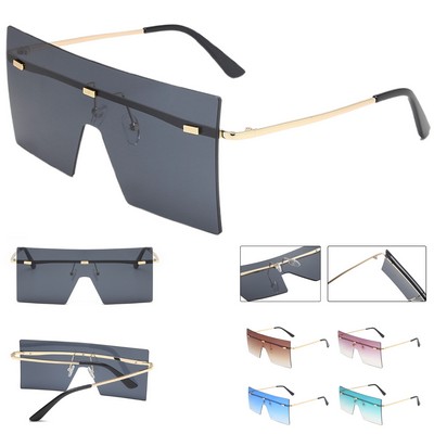 Retro Rimless Rectangle Sunglasses For Women
