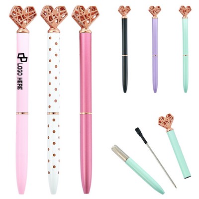 Heart Shaped 1.0Mm Tip Metal Ballpoint Pen