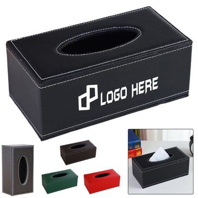 Rectangular Pu Leather Tissue Holder Box