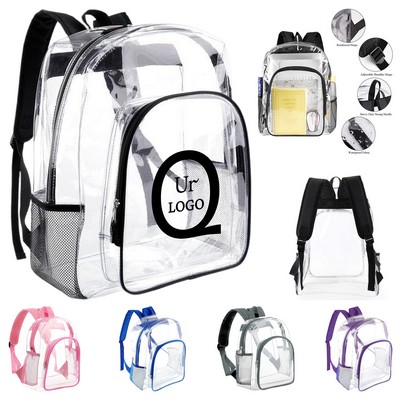 15.75x11.81x5.91" Clear PVC Backpack w/ Side Mesh Pockets