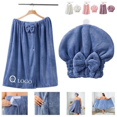 Coral Fleece Oversize Women'S Wearable Bath Towel Suit