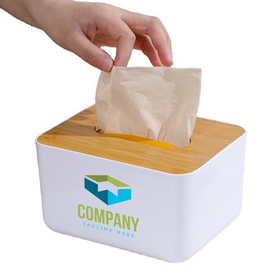 Bamboo Wood Lid Tissue Box