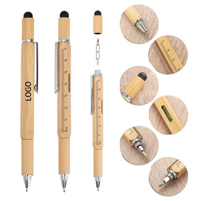 6" 1 Bamboo Multi Function Tool Pen