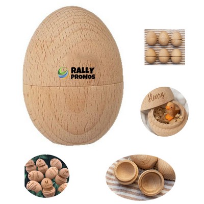 Carved Wooden Egg Shell Log Color Hollow Easter Egg