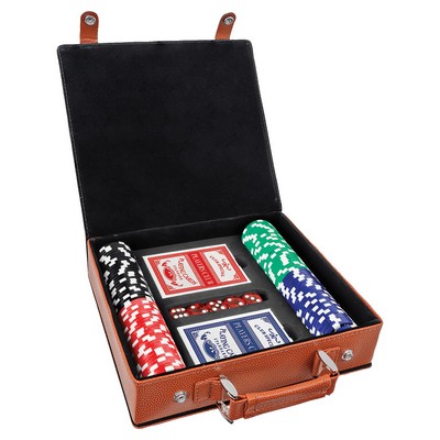 100 Piece Poker Chip Set, Basketball Faux Leather Box