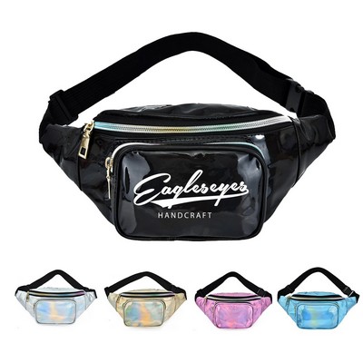 Festival-Ready Holographic Multi-Pocket Fanny Pack