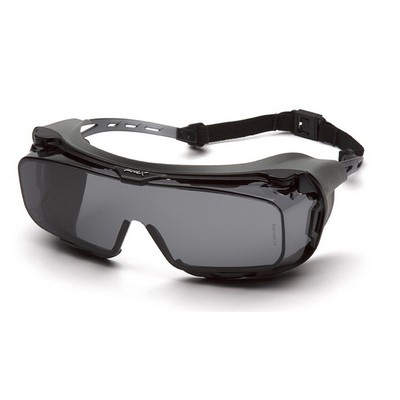 Cappture Plus Safety Glasses, Matching Gray Frame with Max Anti-Fog Lens and Rubber Gasket