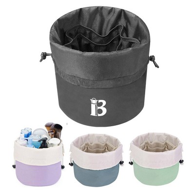 Barrel Drawstring Makeup Travel Bag