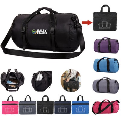 Cylindrical Duffel Bags Foldable Fitness Gym Sport Tote Bag