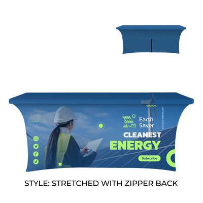 6' RPET Table Cover STRETCHED w/ ZIPPERED BACK