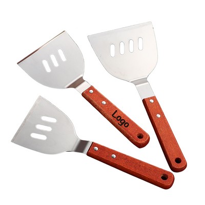 Heavy-Duty Stainless Steel Slotted Turner & Griddle Spatula with Riveted Wooden Handle