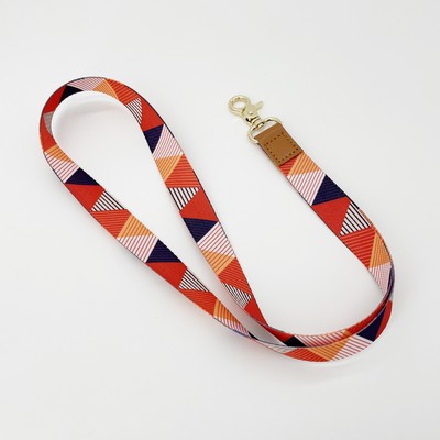 Geometric Colorful Leather Buckle Lanyard