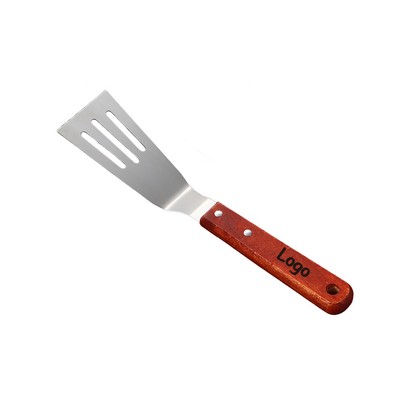 Professional Stainless Steel Slotted Turner with Riveted Hardwood Handle - Grill & Kitchen Spatula