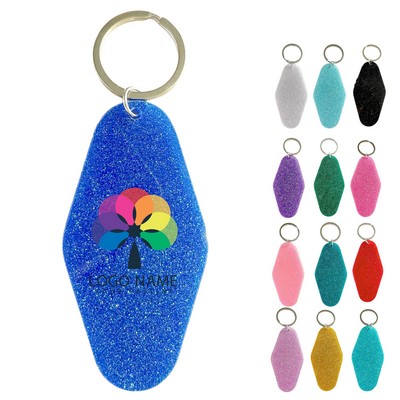 Full Color Glitter Plastic Hotel Keychain